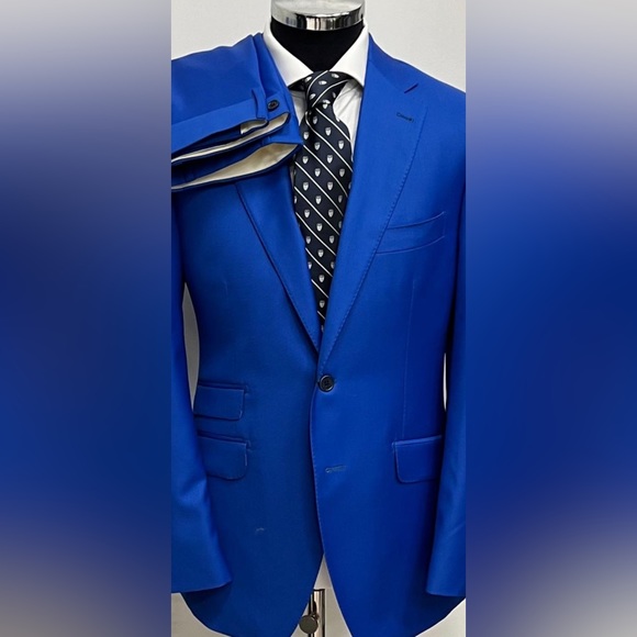 Blue notch single breasted super 150 cerruti wool suit-made in Italy - Picture 1 of 3